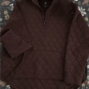 GAP Quilted Chocolate Brown Half-Zip Pullover
